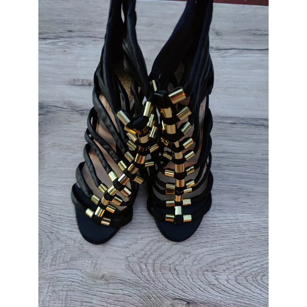 Vince Camuto Azelie Caged Stiletto black Sandals – Rockstar Glam Mob Wife SZ 6.5